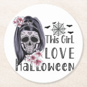 この女の子はハロウィーンを愛する ラウンドペーパーコースター (正面)