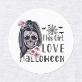 この女の子はハロウィーンを愛する ラベル (デザイン1)