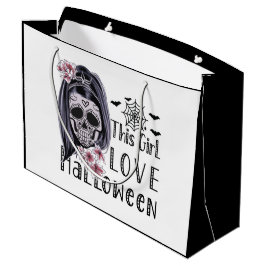 この女の子はハロウィーンを愛する ラージペーパーバッグ