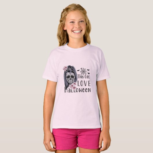 この女の子はハロウィーンを愛する Tシャツ (正面フル)