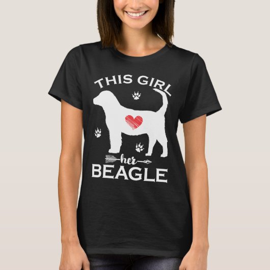 この女の子はビーグルのワンちゃんペット犬が大好き Tシャツ (正面)
