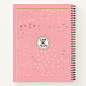 この女の子はピンク&ホワイトのストライプ金ゴールド水玉模様 ノートブック (裏面)