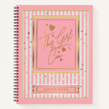 この女の子はピンク&ホワイトのストライプ金ゴールド水玉模様