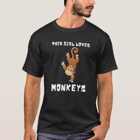この女の子はモンキーサーカス動物モンキーが大好き1 Tシャツ (正面)