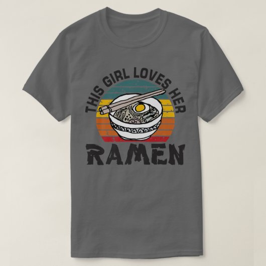 この女の子はラーメン大好きレトロ日本のF Tシャツ (デザイン正面)