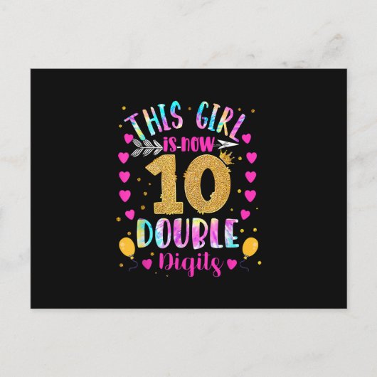 この女の子は今10歳のタイダイステッカー付き ポストカード (正面)