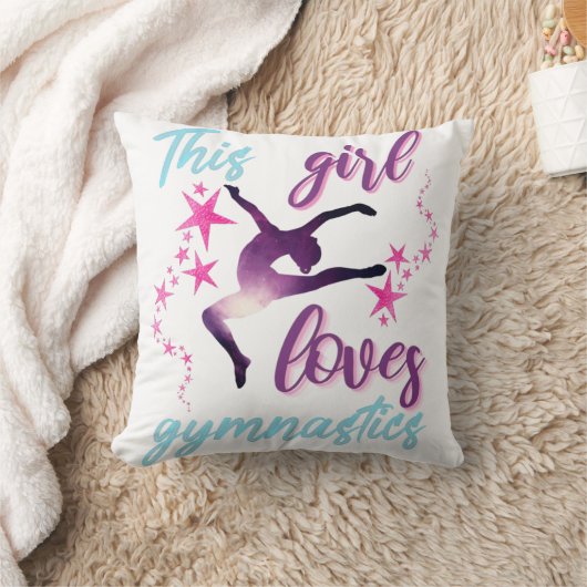 この女の子は体操が大好きで星躍る クッション (ブランケット)