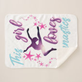 この女の子は体操が大好きで星躍る シェルパブランケット (正面(横))