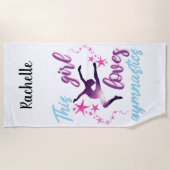 この女の子は体操が大好きで星躍る ビーチタオル (正面)