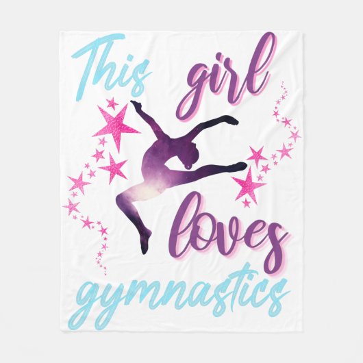 この女の子は体操が大好きで星躍る フリースブランケット (正面)