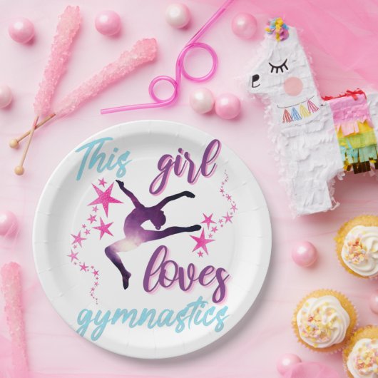 この女の子は体操が大好きで星躍る ペーパープレート (パーティー)
