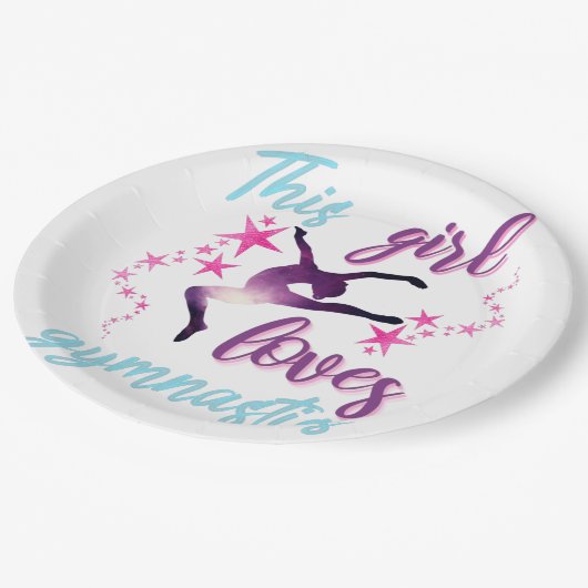 この女の子は体操が大好きで星躍る ペーパープレート (アングル)