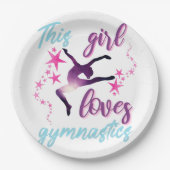 この女の子は体操が大好きで星躍る ペーパープレート (正面)