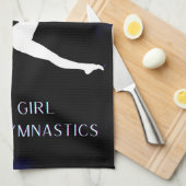 この女の子は体操の黒、青、白が大好き キッチンタオル (四つ折り)