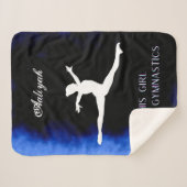 この女の子は体操の黒、青、白が大好き シェルパブランケット (正面(横))