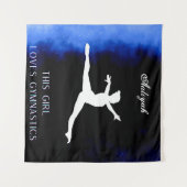 この女の子は体操の黒、青、白が大好き タペストリー (正面(横))