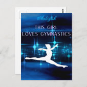 この女の子は体操の黒、青、白が大好き ポストカード (正面/裏面)