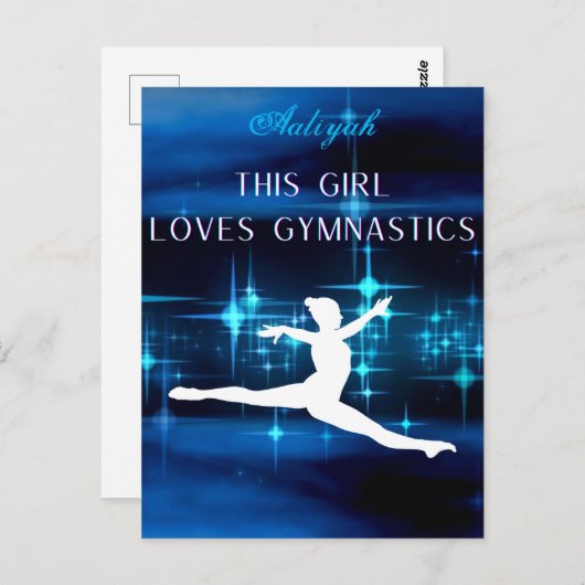この女の子は体操の黒、青、白が大好き ポストカード (正面/裏面)