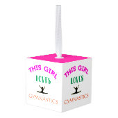 この女の子は体操を愛する体操選手引用文 キューブオーナメント (裏面アングル)