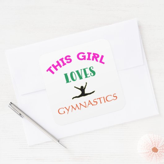 この女の子は体操を愛する体操選手引用文 スクエアシール (封筒)
