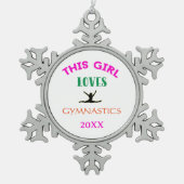 この女の子は体操を愛する体操選手引用文 スノーフレークピューターオーナメント (正面)