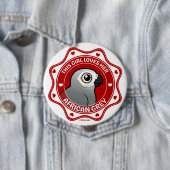 この女の子は彼女のアフリカ灰色を愛します 缶バッジ (インサイチュ)