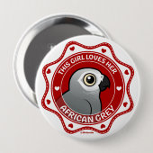 この女の子は彼女のアフリカ灰色を愛します 缶バッジ (正面&裏面)