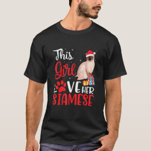 この女の子は彼女のシャム猫のノエルの衣装キリストを愛している Tシャツ