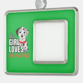 この女の子は彼女のダルマチア語を愛している シルバープレートフレームオーナメント (左)