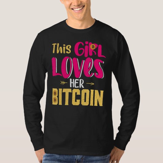 この女の子は彼女のビットコイン暗号通貨レディースを愛している Tシャツ (正面)
