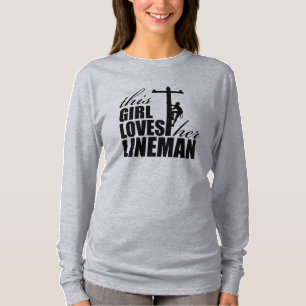 この女の子は彼女の架線工夫の女性の長袖を愛します Tシャツ