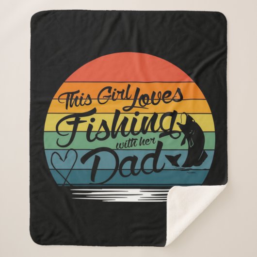 この女の子は彼女の魚釣りヴィンテージとパパを愛する シェルパブランケット (正面)