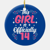 この女の子は正式に14パーティーかわいい誕生日 セラミックオーナメント (裏面)
