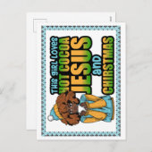 この女の子は熱いココアイエスとクリスマスが大好き シーズンポストカード (正面/裏面)