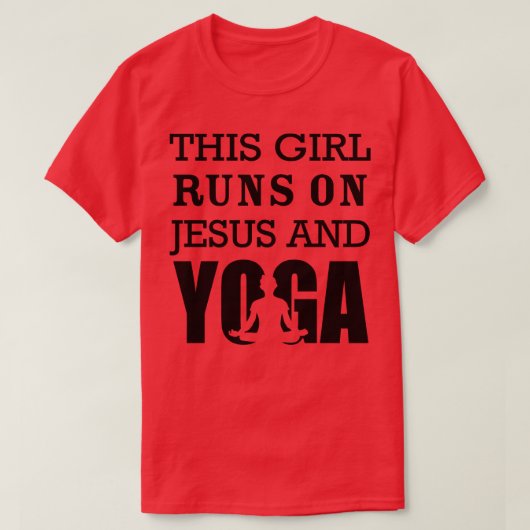 この女の子は走イエスとヨガの上に Tシャツ (デザイン正面)