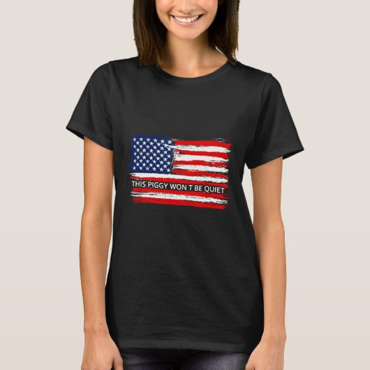 この女の子は静かじゃない 面白いフラグ Tシャツ (正面)