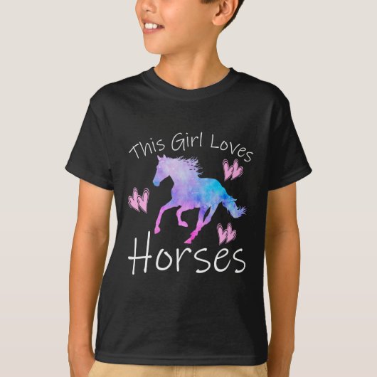 この女の子は馬の乗馬が大好き Tシャツ (正面)