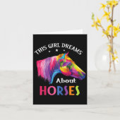 この女の子は馬の乗馬クローを夢見る カード (黄色い花)