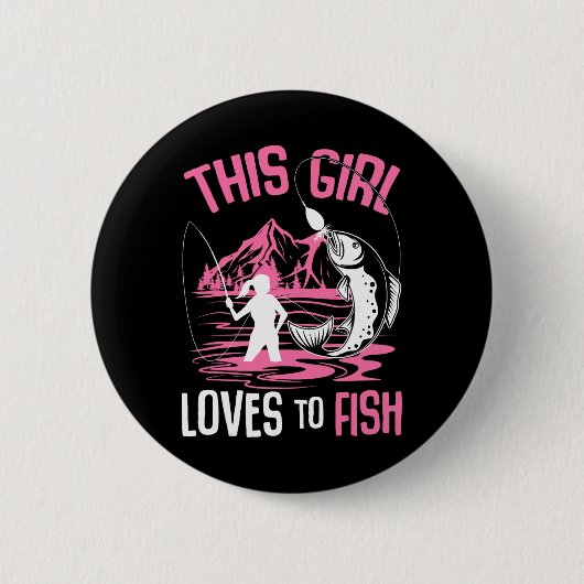 この女の子は魚の魚釣り女の子が大好き 缶バッジ (正面)