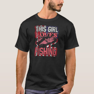 この女の子は魚釣りウォメンズフィッシャーガール魚釣り Tシャツ