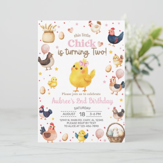 この女の子は2人の女の子2歳の誕生日を回している 招待状 (スタンド正面)