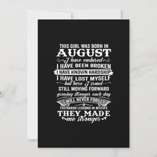 この女の子は8月に生まれた誕生日プレゼント 招待状 (正面)