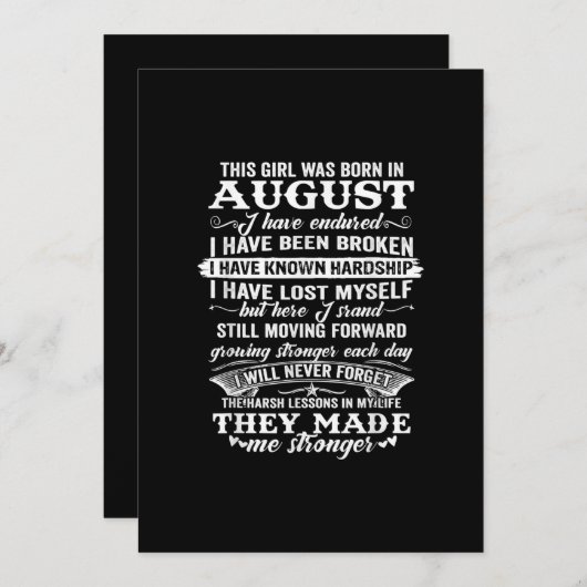 この女の子は8月に生まれた 誕生日プレゼント 招待状 (正面/裏面)