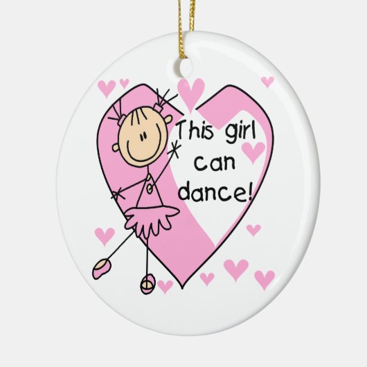 この女の子はTシャツおよびギフトを踊ることができます セラミックオーナメント (左)