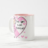 この女の子はTシャツおよびギフトを踊ることができます ツートーンマグカップ (正面左)