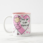 この女の子はTシャツおよびギフトを踊ることができます ツートーンマグカップ (左)