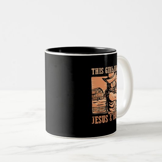 この女の走子はイエスと馬のカウボーイRodeo Ra ツートーンマグカップ (正面右)