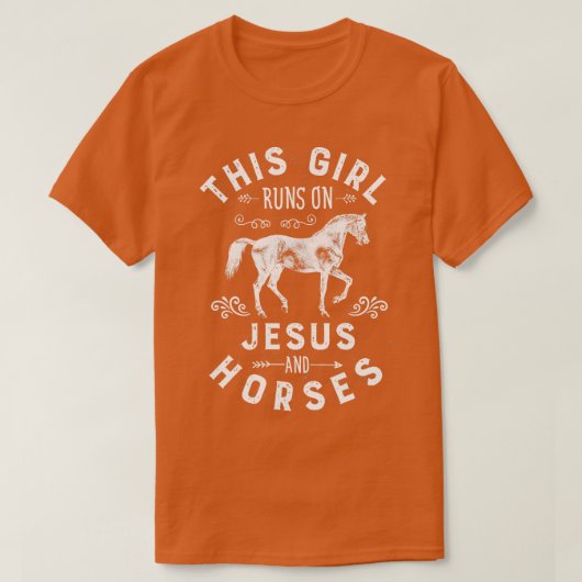 この女の走子はイエスと馬の乗馬ラ Tシャツ (デザイン正面)
