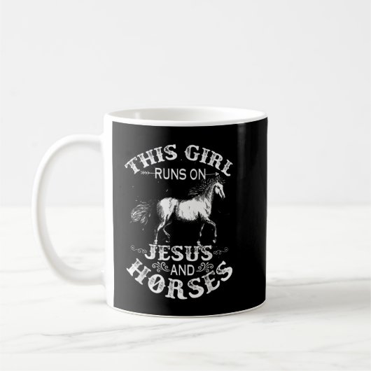この女の走子はイエスと馬の乗馬Eq コーヒーマグカップ (左)