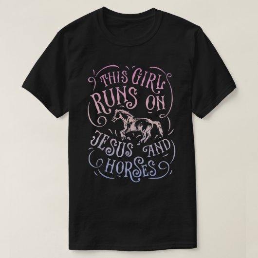この女の走子はイエスと馬の乗馬Eq Tシャツ (デザイン正面)